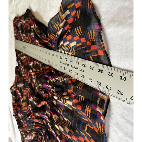 Liz Claiborne Wowmens Plus Size 1X Sheer Printed Peplum Blouse Top Lightweight - Picture 7 of 9